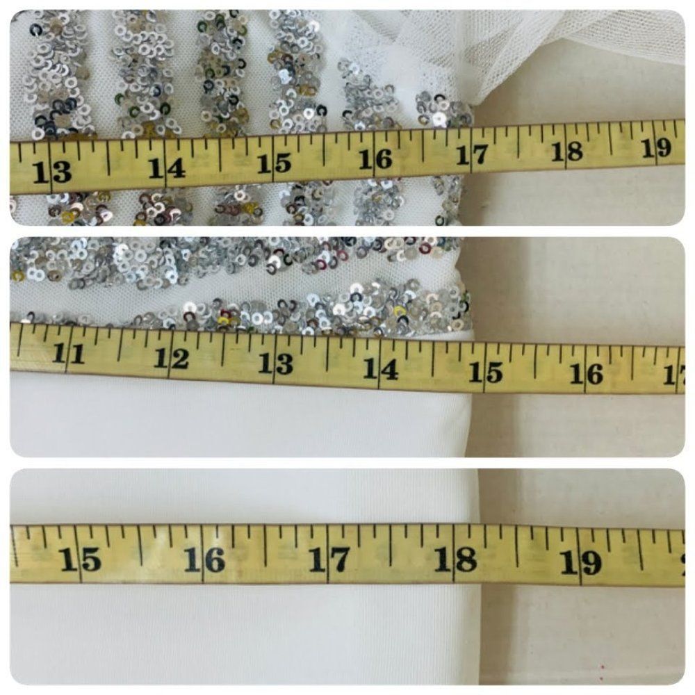 Ever-Pretty Cold Shoulder Sequin Dress Mermaid Scuba Sz 10 White 0711 - Picture 8 of 10